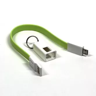 Logo USB kábel (2.0), USB A samec - microUSB samec, 0.2m, svetlo zelená, blister, kľúčenka