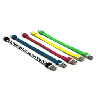Logo USB kábel (2.0), USB A samec - microUSB samec, 0.25m, ružový, blister, náramok, DOPRADE