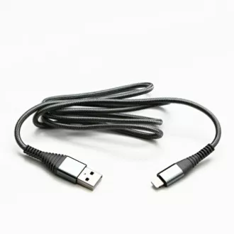Logo USB kábel (2.0), USB A samec - Apple Lightning samec, 1m, MFi certifikácia, 5V/2,4A, strieborný, box, nylonové opletenie, hli
