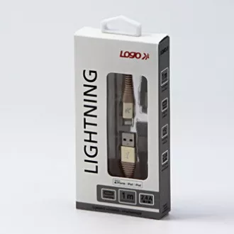 Logo USB kábel (2.0), USB A samec - Apple Lightning samec, 1m, MFi certifikácia, 5V/2,4A, zlatý, box, nylonové opletenie, hliníkový