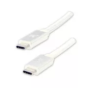 Logo USB kábel (3.2 gen 1), USB C samec - USB C samec, 1m, 5 Gb/s, 5V/3A, biely, box, nylonové opletenie, hliníkový kryt konektora