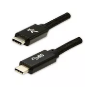 Logo USB kábel (3.2 gen 1), USB C samec - USB C samec, 2m, 5 Gb/s, 5V/3A, černý, box, nylonové opletenie, hliníkový kryt konektor