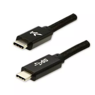 Logo USB kábel (3.2 gen 1), USB C samec - USB C samec, 2m, 5 Gb/s, 5V/3A, černý, box, nylonové opletenie, hliníkový kryt konektor