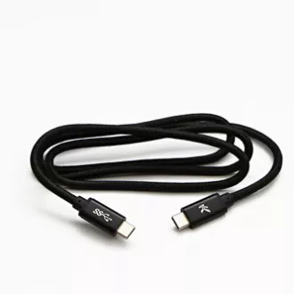 Logo USB kábel (3.2 gen 1), USB C samec - USB C samec, 2m, 5 Gb/s, 5V/3A, černý, box, nylonové opletenie, hliníkový kryt konektor