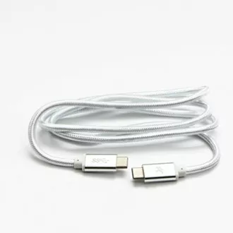 Logo USB kábel (3.2 gen 1), USB C samec - USB C samec, 2m, 5 Gb/s, 5V/3A, biely, box, nylonové opletenie, hliníkový kryt konektora