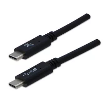 Logo USB kábel (3.2 gen 1), USB C samec - USB C samec, 1m, 5 Gb/s, 5V/3A, černý, blister, DOPRODEJ
