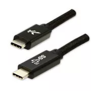 Logo USB kábel (3.2 gen 2), USB C samec - USB C samec, 1m, Power Delivery 100W, 10 Gb/s, 20V/5A, černý, box, nylonové opletenie,