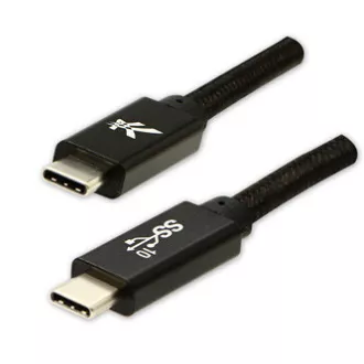 Logo USB kábel (3.2 gen 2), USB C samec - USB C samec, 1m, Power Delivery 100W, 10 Gb/s, 20V/5A, černý, box, nylonové opletenie,