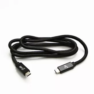 Logo USB kábel (3.2 gen 2), USB C samec - USB C samec, 1m, Power Delivery 100W, 10 Gb/s, 20V/5A, černý, box, nylonové opletenie,