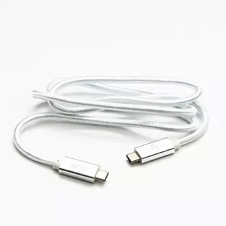 Logo USB kábel (3.2 gen 2), USB C samec - USB C samec, 1m, Power Delivery 100W, 10 Gb/s, 20V/5A, biely, box, nylonové opletenie, h