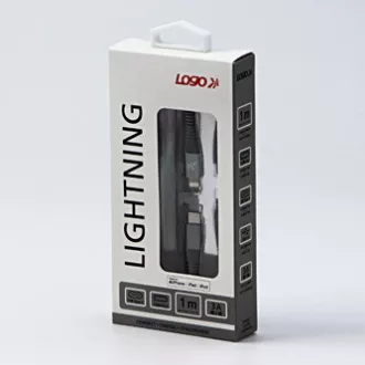Logo USB kábel (2.0), USB C samec - Apple Lightning samec, 1m, MFi certifikácia, 5V/3A, strieborný, box, nylonové opletenie, hliní