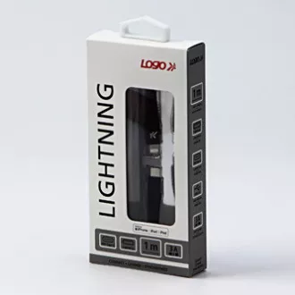 Logo USB kábel (2.0), USB C samec - Apple Lightning samec, 1m, MFi certifikácia, 5V/3A, černý, box, nylonové opletenie, hliníkový