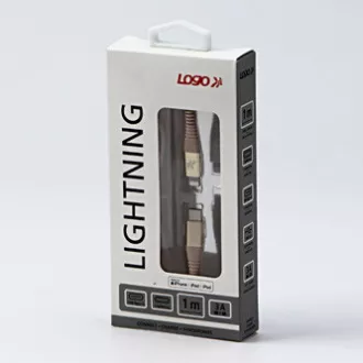Logo USB kábel (2.0), USB C samec - Apple Lightning samec, 1m, MFi certifikácia, 5V/3A, zlatý, box, nylonové opletenie, hliníkový