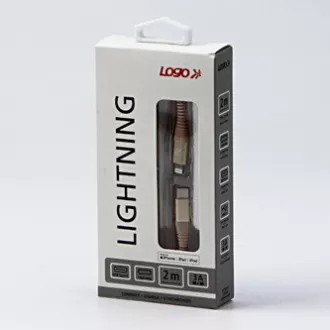 Logo USB kábel (2.0), USB C samec - Apple Lightning samec, 2m, MFi certifikácia, 5V/3A, zlatý, box, nylonové opletenie, hliníkový