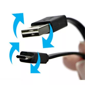 Logo USB kábel (2.0), USB A samec reversible - microUSB samec reversible, 1m, reversible, čierny, blister, DOPRADEJ
