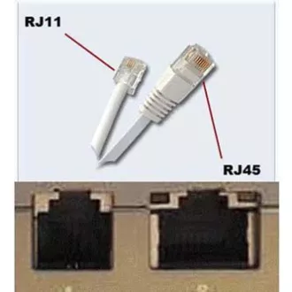 Telefónny kábel 4 žily, RJ11 samec - RJ45 samec, 3 m, plochý, čierny, pre ADSL modem, economy