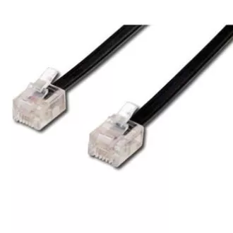 Telefónny kábel 4 žily, RJ11 samec - RJ11 samec, 6 m, černý, pre ADSL modem, economy Telefónny kábel 4 žily, RJ11 samec - RJ11 samec, 6 m, černý, pre ADSL modem, economy
