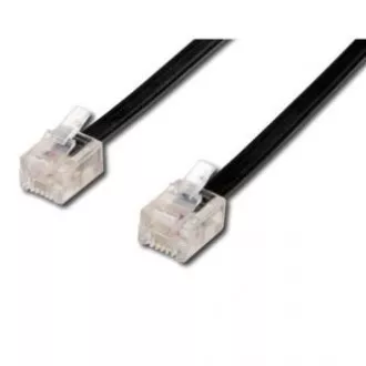 Telefónny kábel 4 žily, RJ11 samec - RJ11 samec, 10 m, černý, pre ADSL modem, economy Telefónny kábel 4 žily, RJ11 samec - RJ11 samec, 10 m, černý, pre ADSL modem, economy