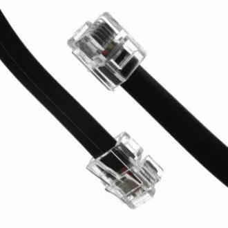 Telefónny kábel 4 žily, RJ11 samec - RJ11 samec, 10 m, černý, pre ADSL modem, economy Telefónny kábel 4 žily, RJ11 samec - RJ11 samec, 10 m, černý, pre ADSL modem, economy