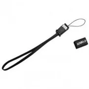 Logo USB kábel (2.0), USB A samec - miniUSB samec, 0.3m, čierny, poutko na fotoaparát, DOPRADE