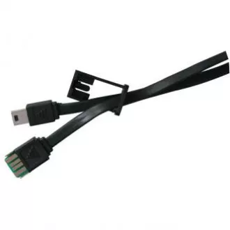 Logo USB kábel (2.0), USB A samec - miniUSB samec, 0.3m, čierny, poutko na fotoaparát, DOPRADE