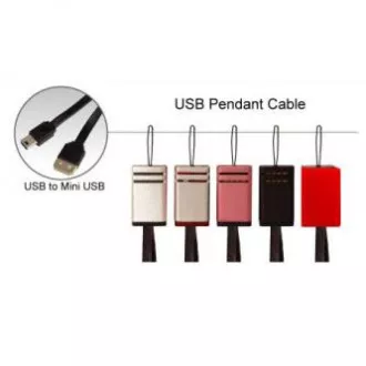 Logo USB kábel (2.0), USB A samec - miniUSB samec, 0.3m, čierny, poutko na fotoaparát, DOPRADE