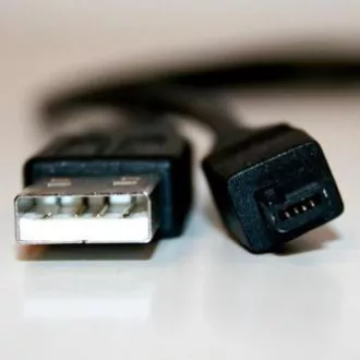 Logo USB kábel (1.1), USB A samec - 4-pin samec, 0.7m, navíjacie, čierne, HIROSE