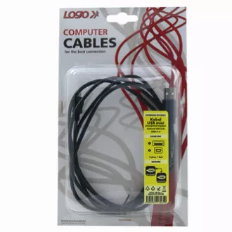 Logo USB kábel (2.0), USB A samec - miniUSB samec, 1.8m, černý, blister