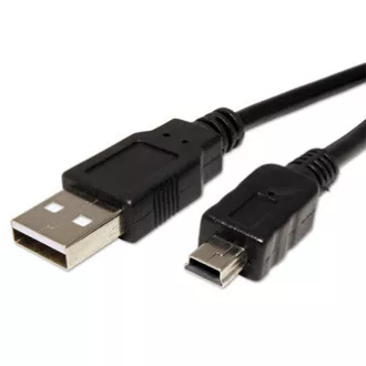 USB kábel (2.0), USB A samec - miniUSB samec, 3m, čierny USB kábel (2.0), USB A samec - miniUSB samec, 3m, čierny
