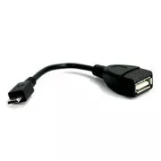 USB kábel (2.0), microUSB samec - USB A samica, 0.15m, OTG, čierny, DOPRADE