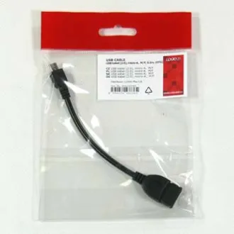 Logo USB kábel (2.0), microUSB samec - USB A samica, 0.15m, OTG, čierny, DOPRADE