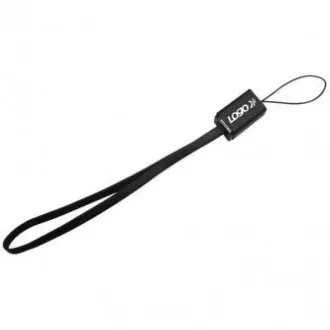Logo USB kábel (2.0), USB A samec - microUSB samec, 0.3m, čierny, poutko na fotoaparát/MP3 prehrávač, DOPRADE