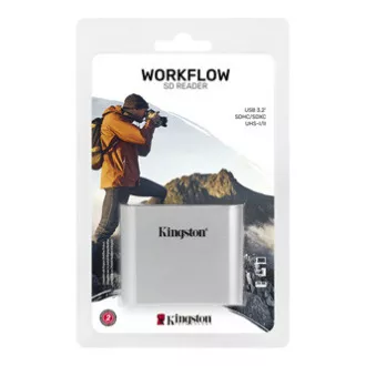 Kingston čítačka pamäťových kariet USB (3.2), Workflow Dual-Slot SDHC/SDXC UHS-II Card Reader, SD, externý, striebra