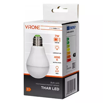 LED žiarovka Virone E27, 220-240V, 7W, 825lm, 4000k, neutrálna biela, 25000h, so senzorom pohybu LED žiarovka Virone E27, 220-240V, 7W, 825lm, 4000k, neutrálna biela, 25000h, so senzorom pohybu