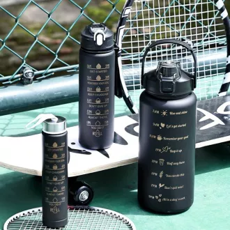 Motivačná športová fľaša 3v1, 2000 ml + 900 ml + 300 ml