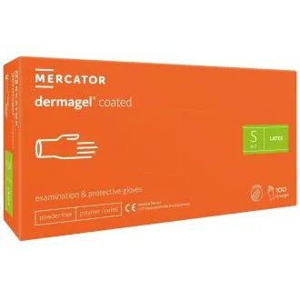 DERMAGEL COATED - Latexové nepudrované rukavice telové, vnútorná vrstva polymér, 100 ks DERMAGEL COATED - Latexové nepudrované rukavice telové, vnútorná vrstva polymér, 100 ks