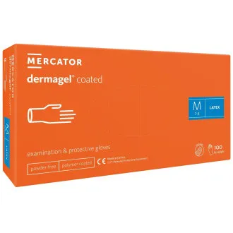 DERMAGEL COATED - Latexové nepudrované rukavice telové, vnútorná vrstva polymér, 100 ks DERMAGEL COATED - Latexové nepudrované rukavice telové, vnútorná vrstva polymér, 100 ks