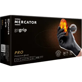 MERCATOR® GOGRIP - Nitrilové rukavice, bez púdru, 50 ks, čierne