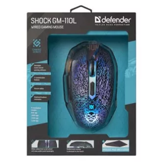 Defender Shock GM-110L Myš káblové, čierna, 3200DPI