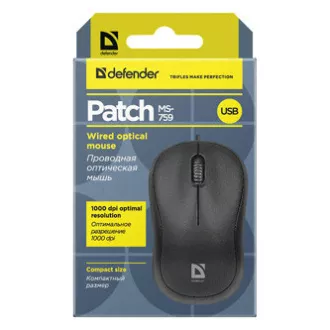 Defender Patch MS-759 Myš káblové, čierna, 1000DPI