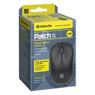 Defender Patch MS-759 Myš káblové, čierna, 1000DPI