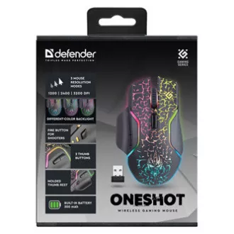 Defender Oneshot GM-067 LED Myš bezdrôtová, čierna, 3200DPI