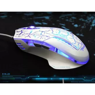 E-blue Mazer Pro Myš káblové, bielo-modrá, 2500DPI, e-box