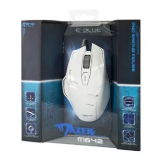 E-blue Mazer Myš káblová, biela, 2500DPI