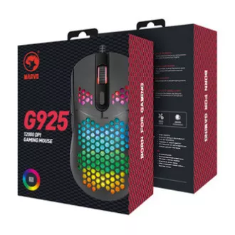 Marvo G925 Myš káblové, čierna, 12000DPI