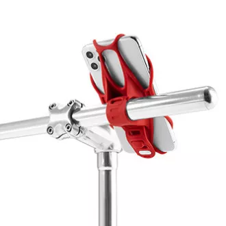 Držiak mobilu Bone Bike Tie 3, na bicykel, nastaviteľná veľkosť, červený, 4.7-7.2", silikón, na pripevnenie na riadidlá, červená
