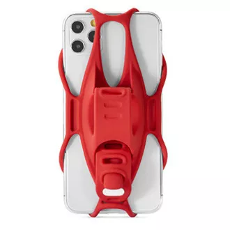 Držiak mobilu Bone Bike Tie 3, na bicykel, nastaviteľná veľkosť, červený, 4.7-7.2", silikón, na pripevnenie na riadidlá, červená