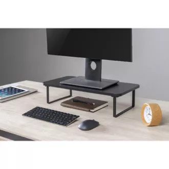 Podstavec pod monitor, priestor pre klávesnicu, rýchla montáž, čierny, ocel, drevotrieska, 20 kg nosnosť, Powerton, ergo