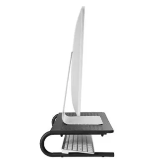 Podstavec pod monitor, priestor pre klávesnicu, čierny, ocel-plast, 20 kg nosnosť, Powerton, ergo Podstavec pod monitor, priestor pre klávesnicu, čierny, ocel-plast, 20 kg nosnosť, Powerton, ergo