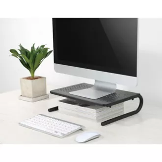 Podstavec pod monitor, priestor pre klávesnicu, čierny, ocel-plast, 20 kg nosnosť, Powerton, ergo Podstavec pod monitor, priestor pre klávesnicu, čierny, ocel-plast, 20 kg nosnosť, Powerton, ergo